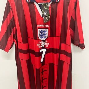 Umbro Red and Black England Men's Jersey
